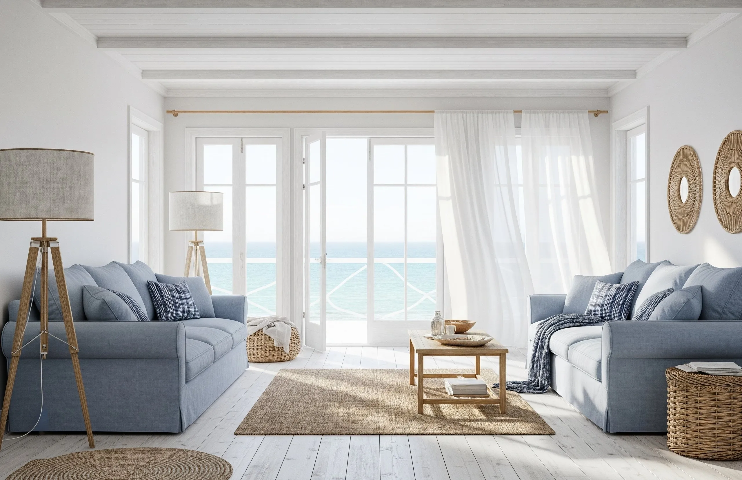 Coastal beach house living room