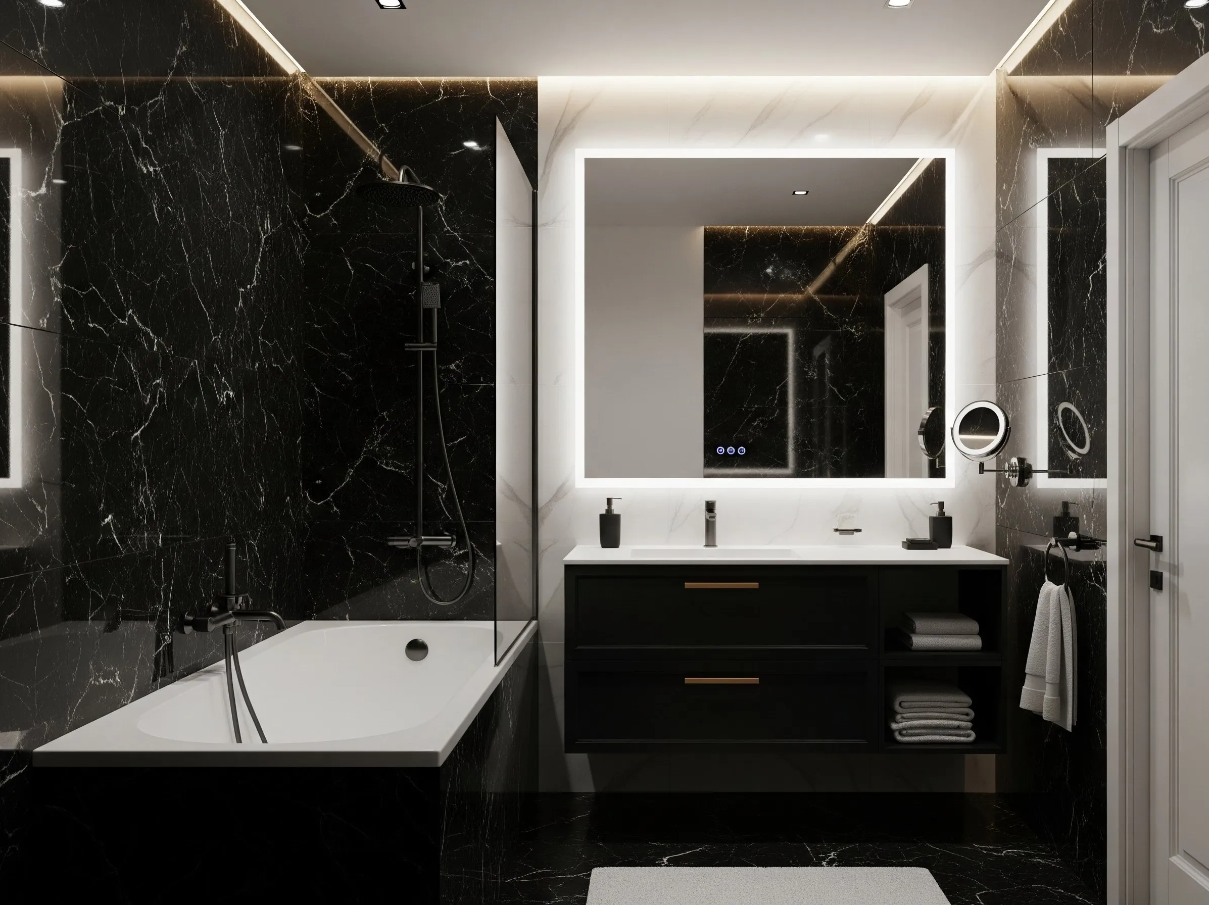 Contemporary black bathroom