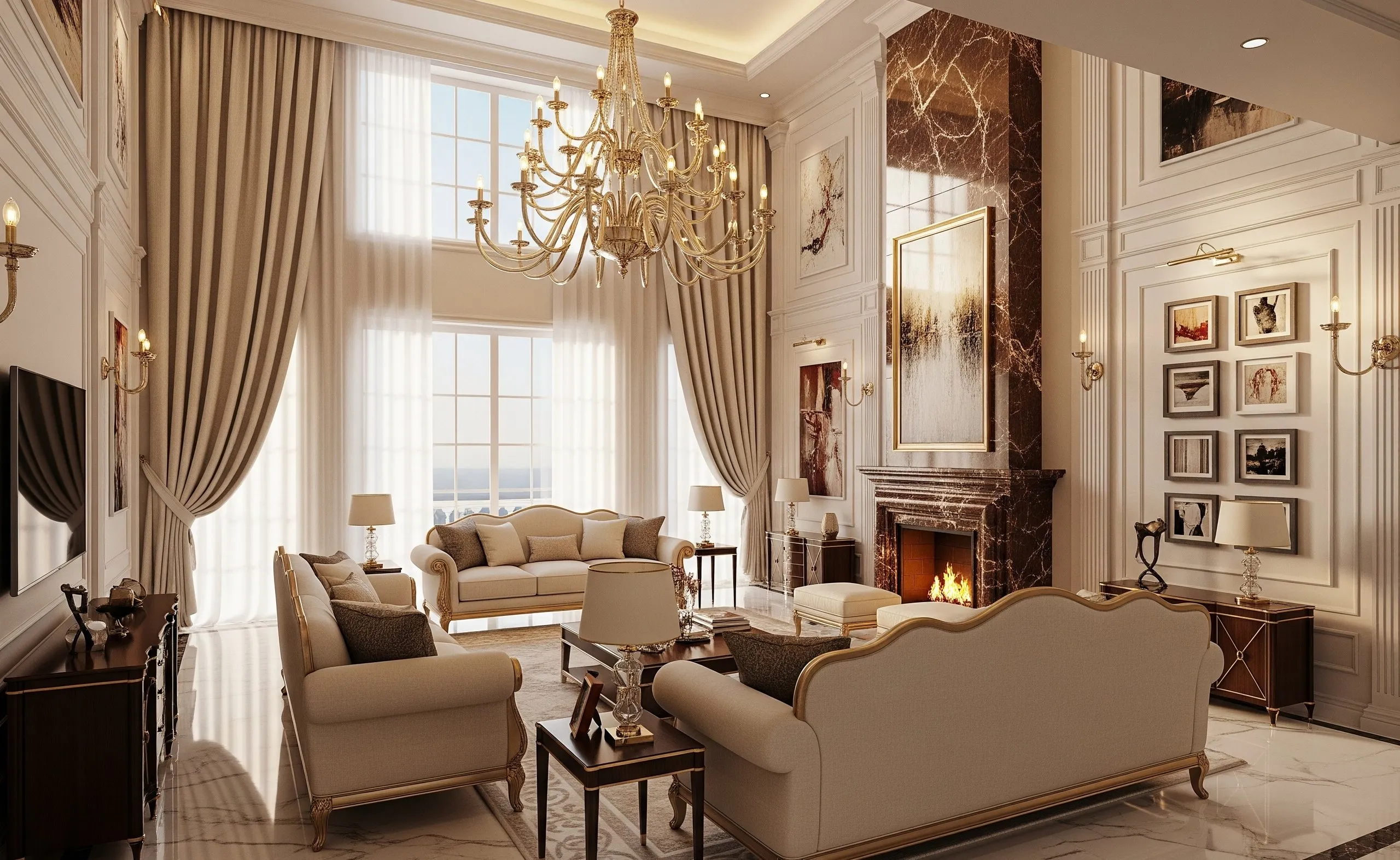 High end villa living room
