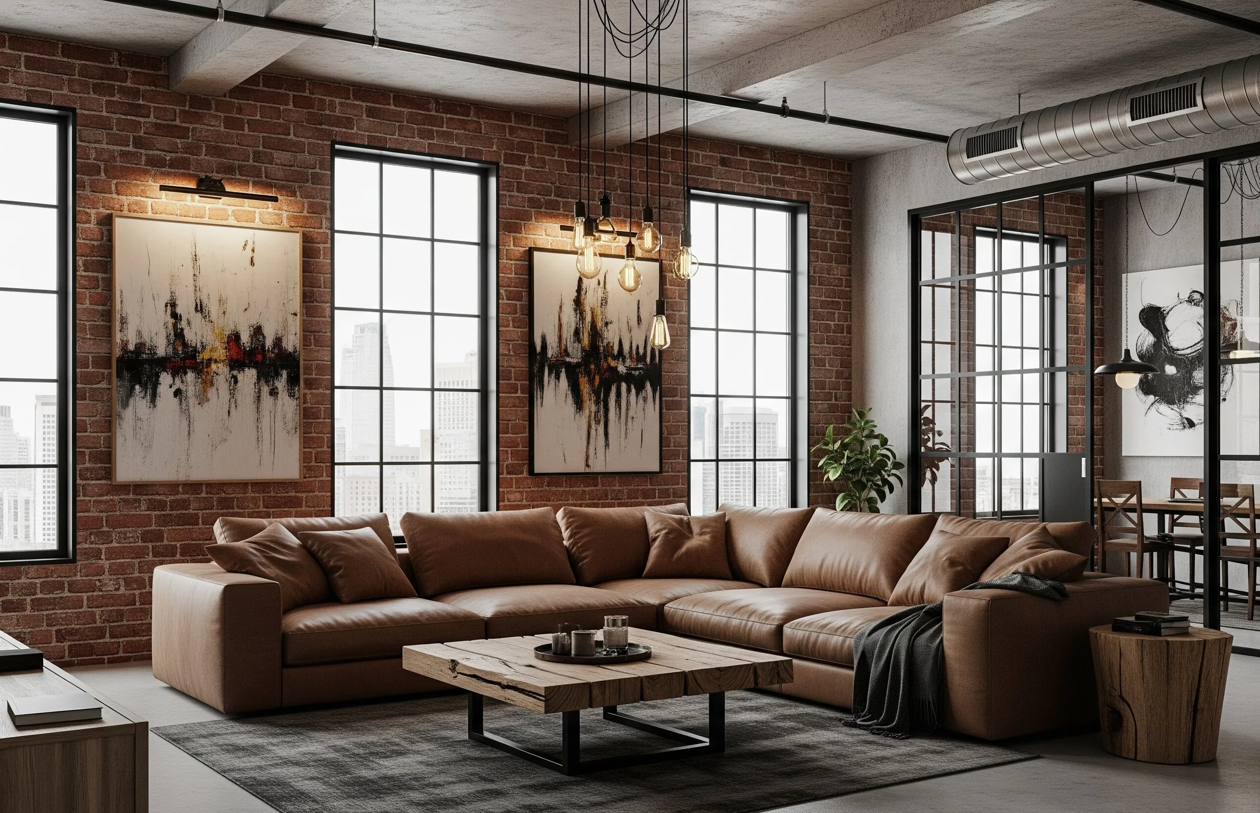 Industrial loft living room