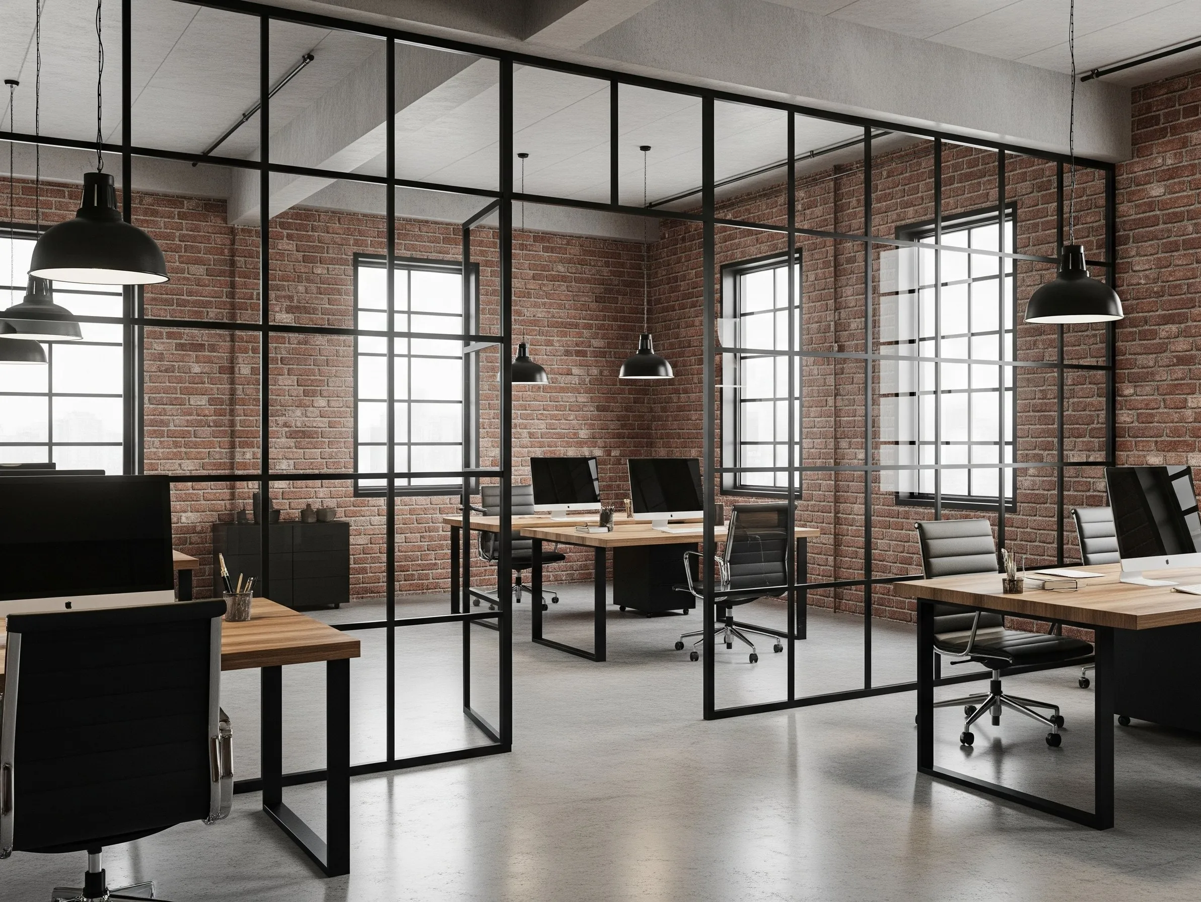 Industrial style office interior