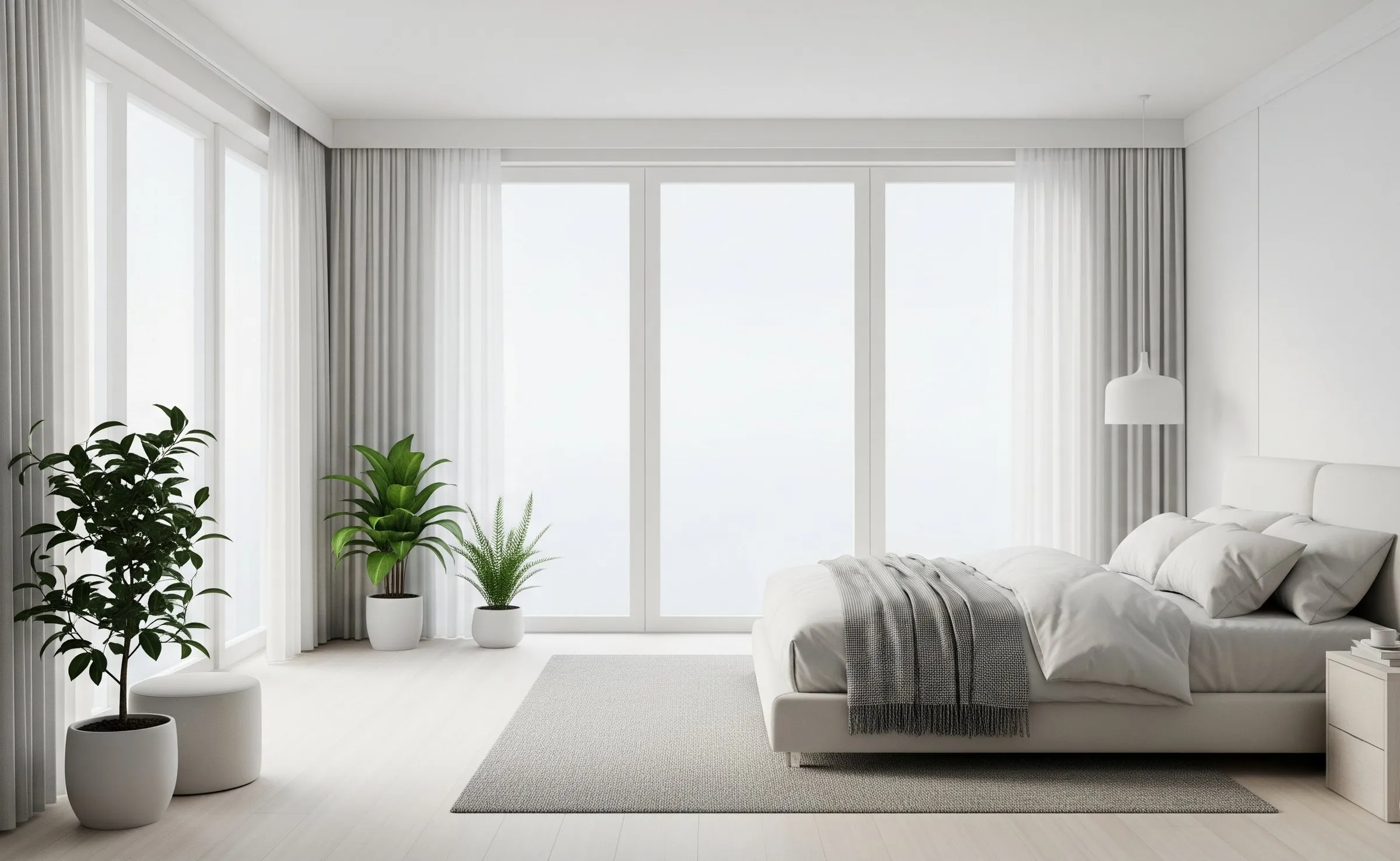 Minimalist white bedroom