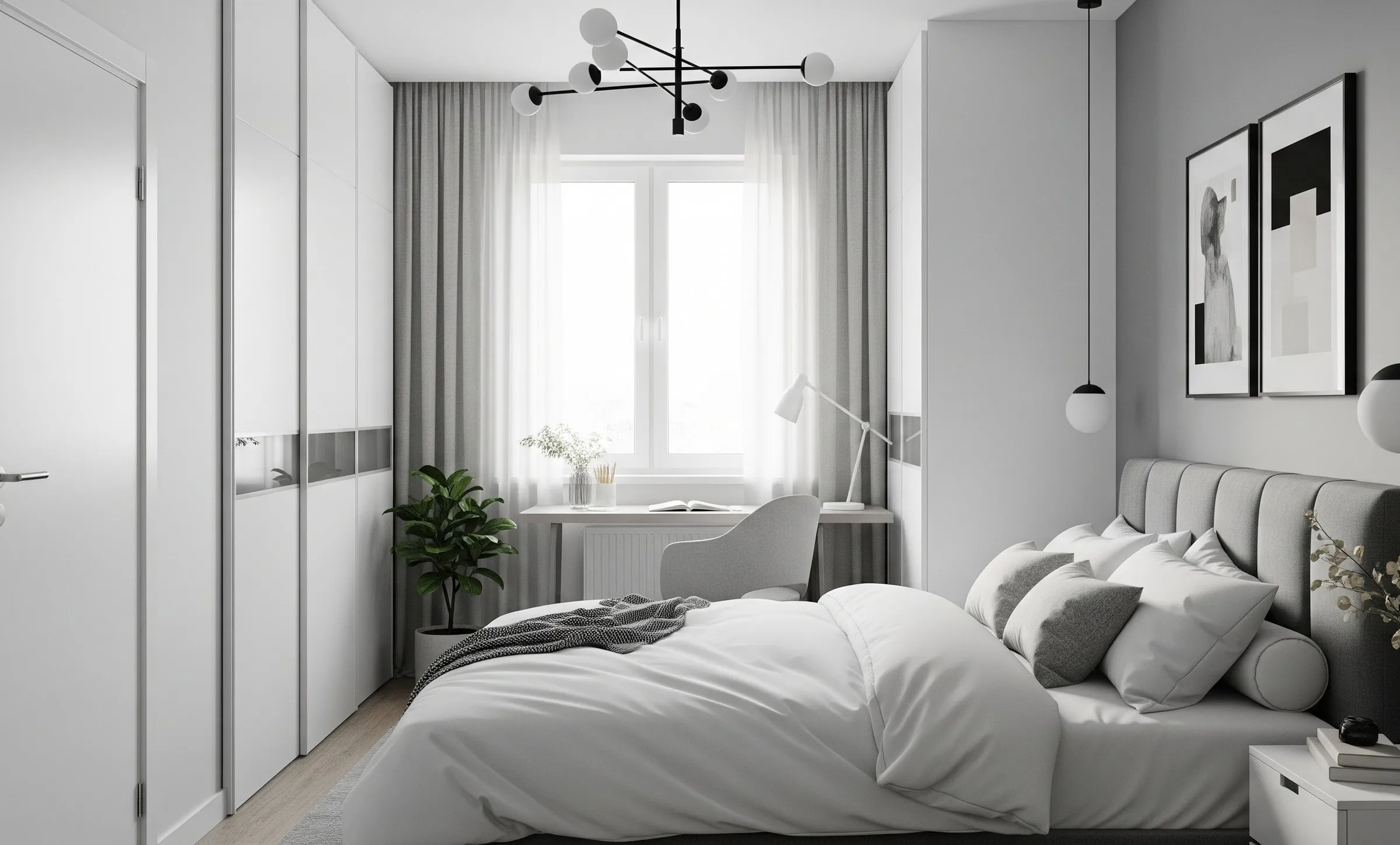 Compact apartment bedroom
