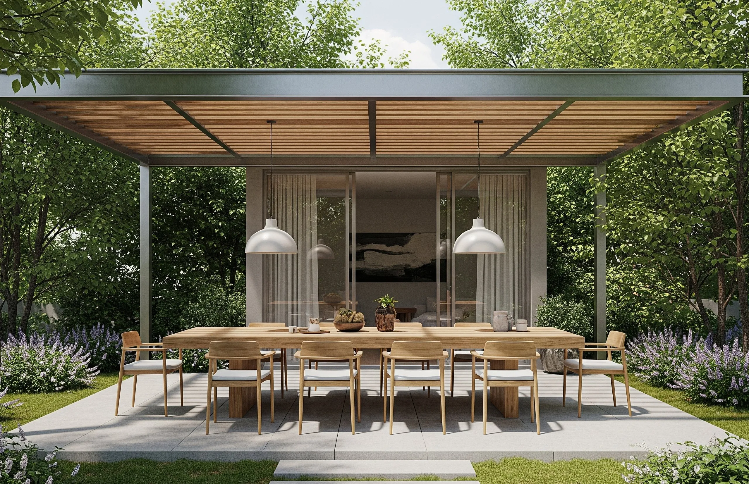 Modern outdoor dining area