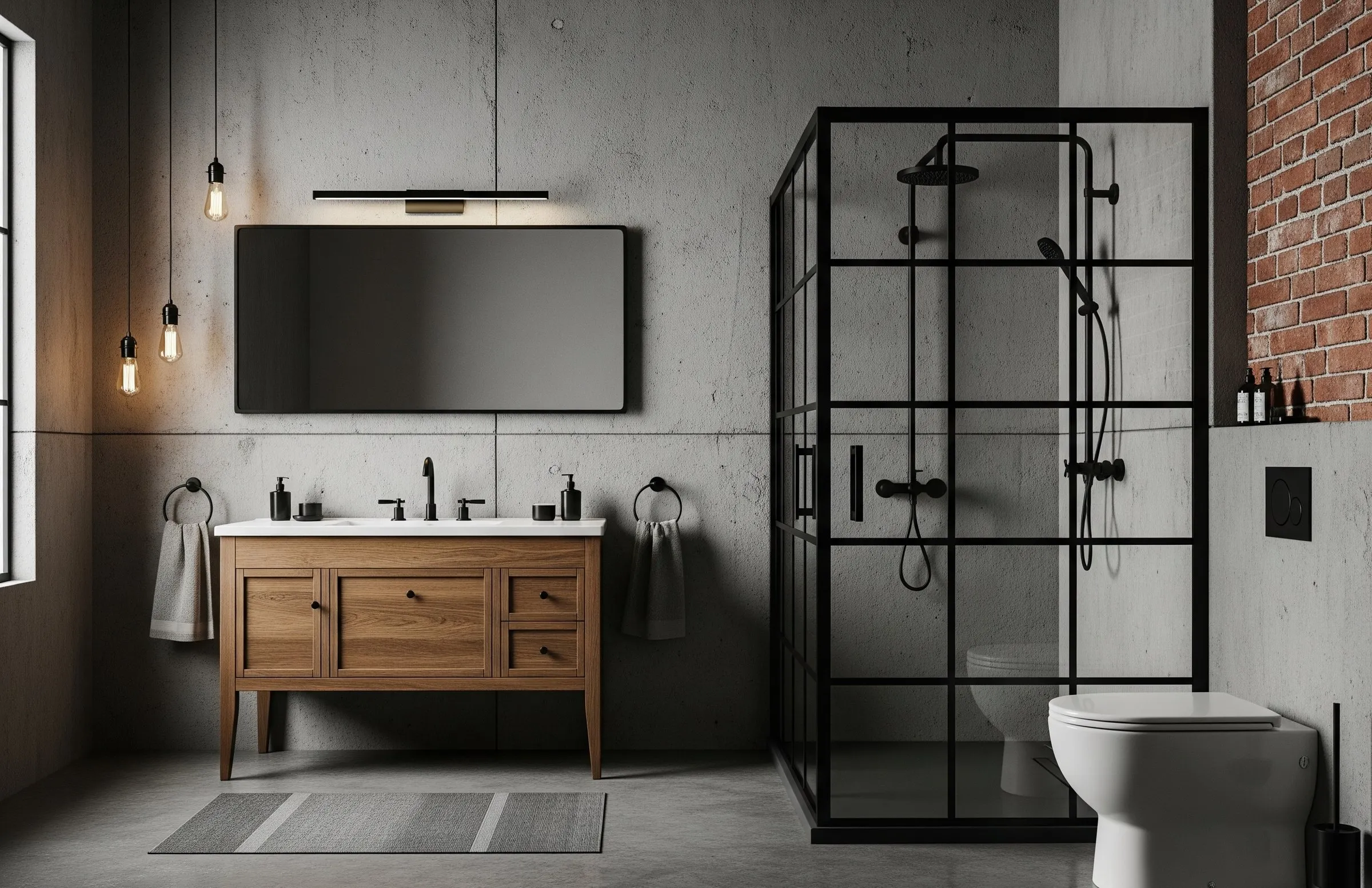Industrial loft bathroom
