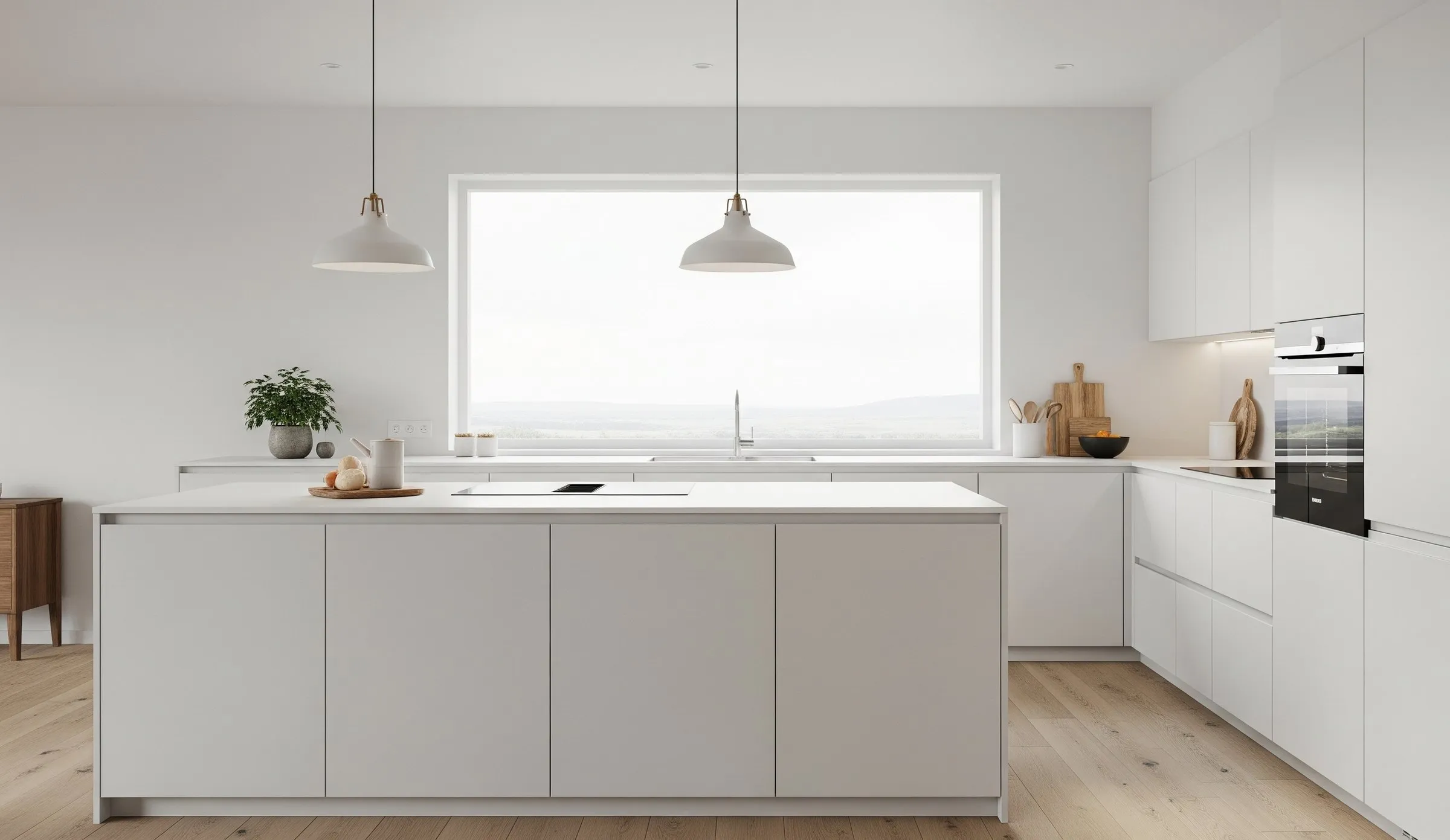 Minimalist white kitchen